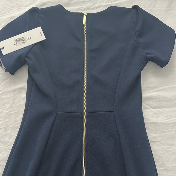 Calvin Klein Tulip-Sleeve Sheath Knee length Dress in Navy Blue Size Petite 0 - Picture 4 of 15